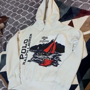 Ralph Lauren Cream Hoodie with Red Sailboat Graphic